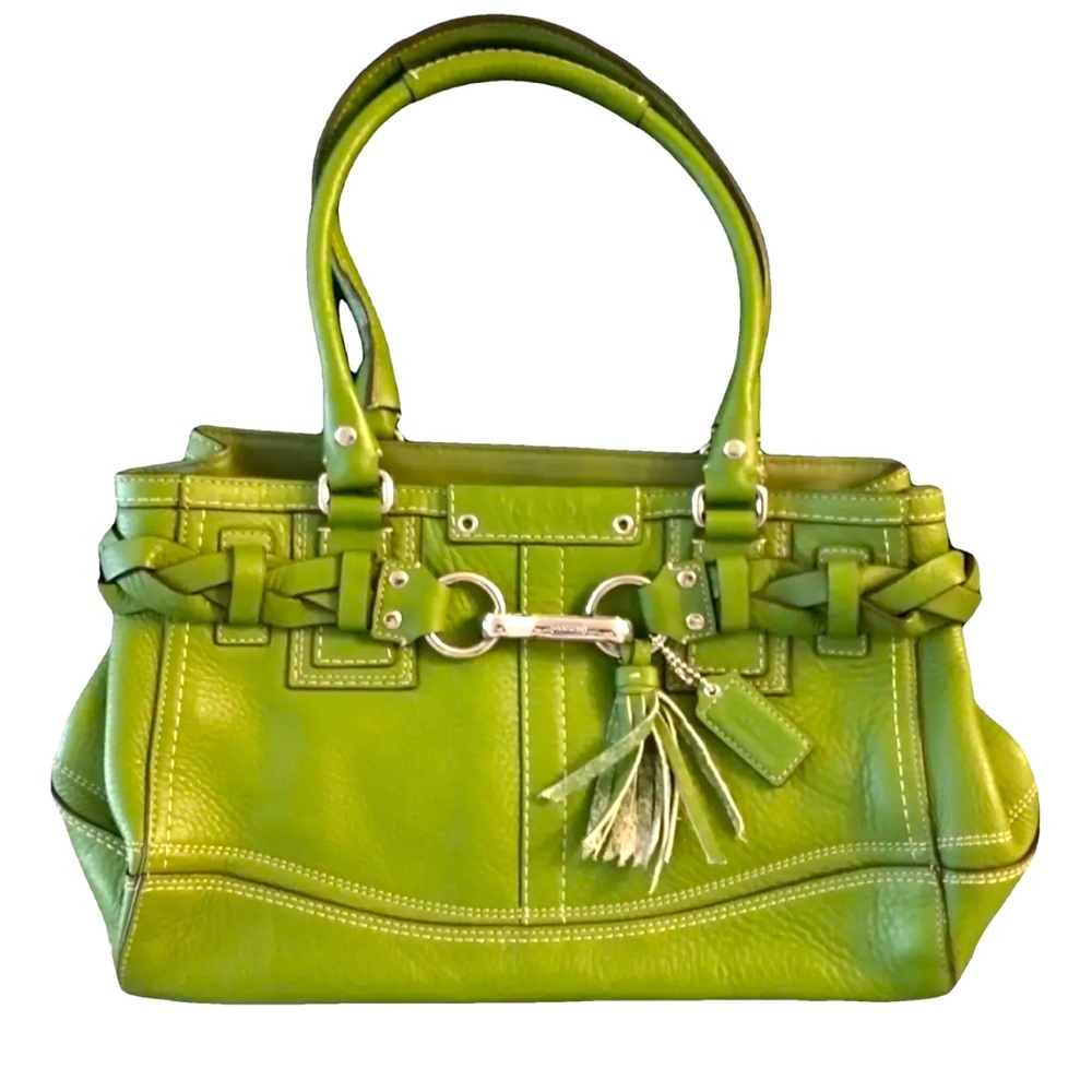Coach Vintage Hampton Green Leather F13087 Satchel Shoulder Bag